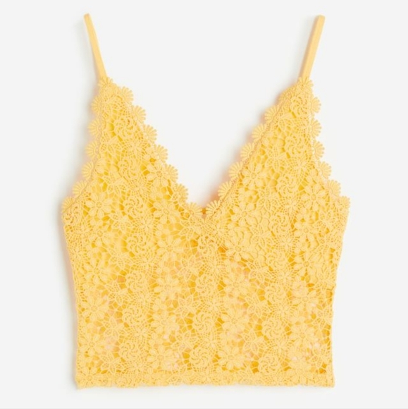 NWT H&M Women's Lace Crop Top Color Yellow - Picture 4 of 6